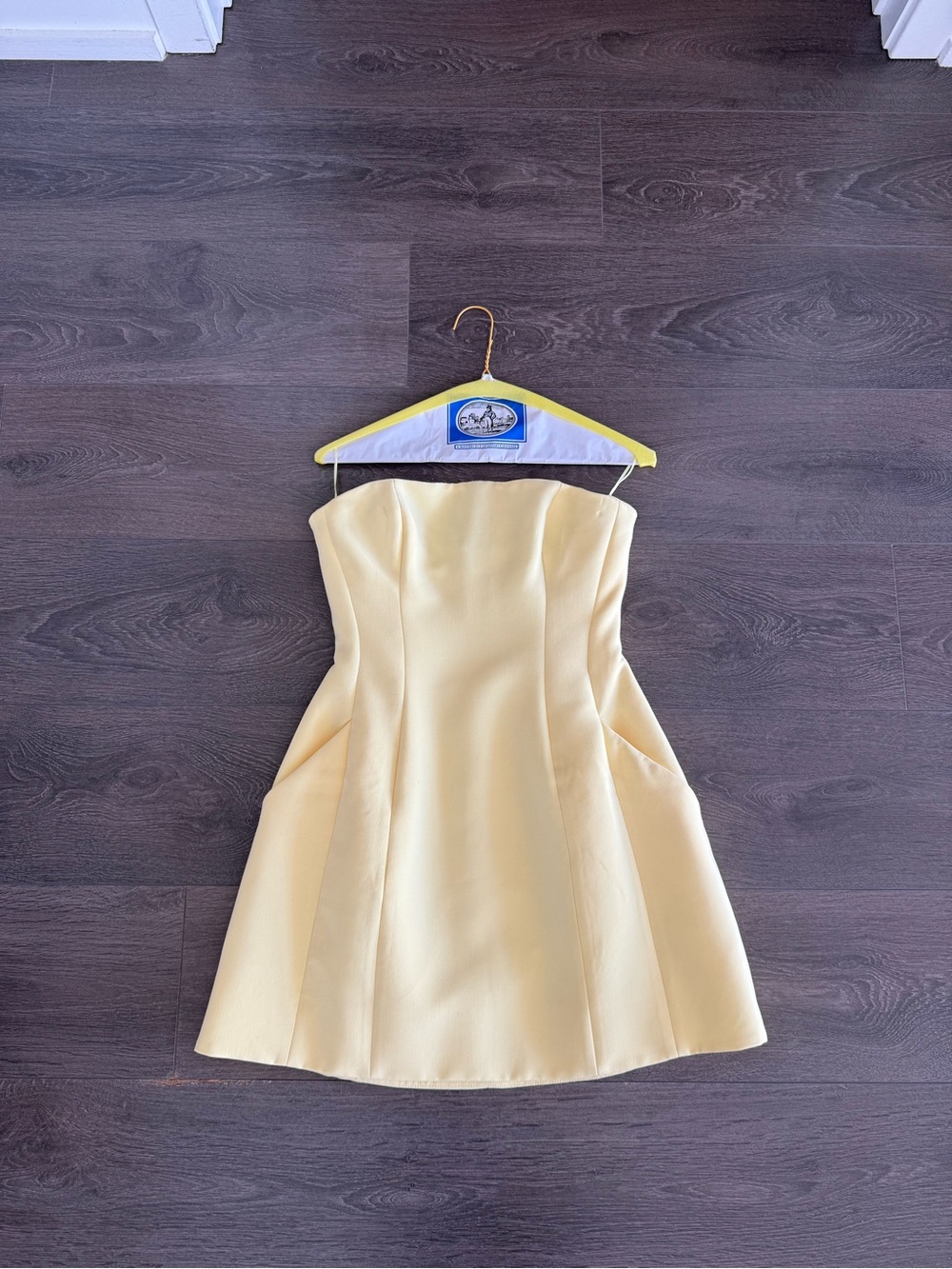 Revolve-Bardot Pale Yellow Strapless A-Line Dress
